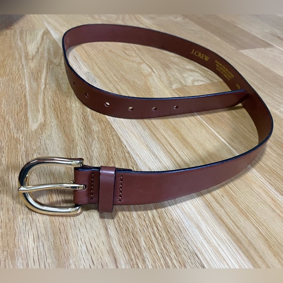 J. Crew Camel Leather Belt with Polished Gold Buckle in Size S - Picture 2 of 6
